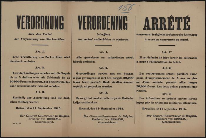 Verordening betreffend het verbod suikerbieten te voederen