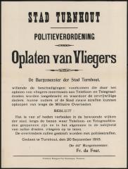 Stad Turnhout - Politieverordening - Oplaten van vliegers