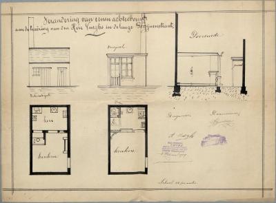 Vueghs A., Lange Begijnenstraat Sectie Q nr. 354d, veranderingen aan achterbouw huizing, 8/3/1909
