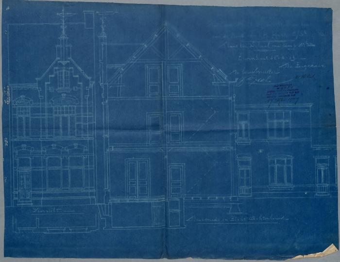 Crols-Moorkens (weduwe), Molenstraat (Plein H. Hart), bouwen huizing, 17/5/1909