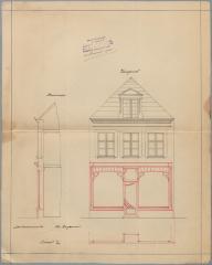 Mesmaekers Edmond, Gasthuisstraat nr. 3 Sectie T nr. [3]9- Staatsbaan van Oostmalle naar Turnhout - rechterkant, veranderen voorgevel woning, 10/3/1910