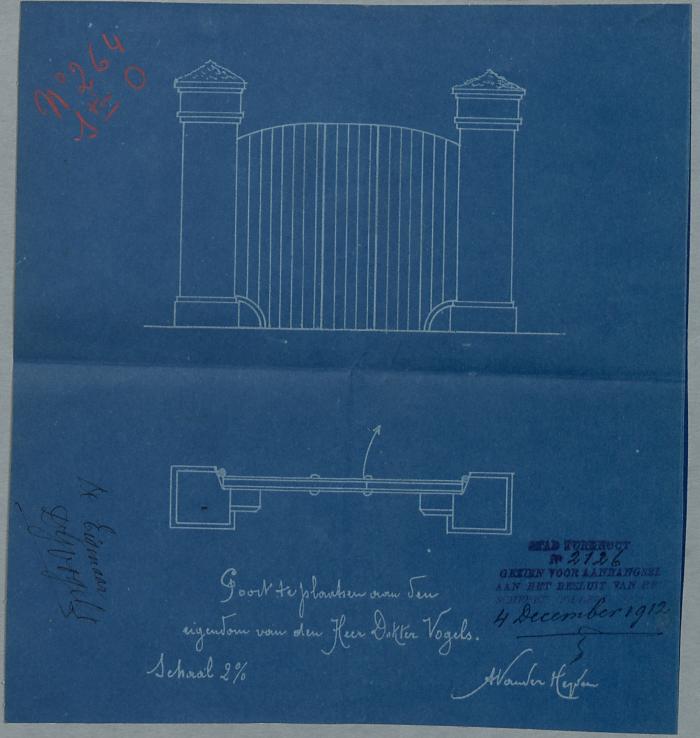 Jan Vogels, Lokeren, Sectie O nr. 264, bouwen van een poort, 4/12/1912
