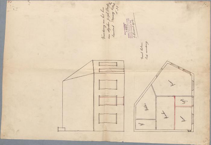 Dierckx-Wens Jos, Staatsbaan van Turnhout naar Diest Wijk M nr. 276 h - Zevendonk - tussen palen 41k en 42k - rechterzijde, toebrengen veranderingen aan woning, 9/3/1912