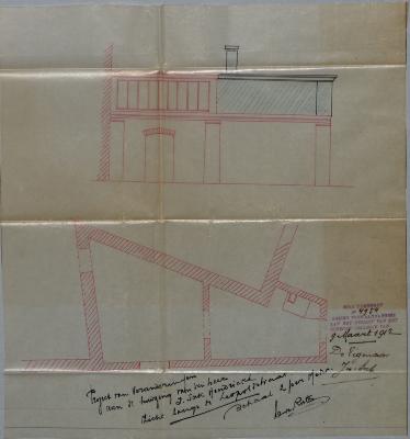 Sak Jos, Leopoldstraat, veranderingen aan deel eigendom (optrekken muur in keuken in huis bewoond door juffr. De Bie), 9/3/1912