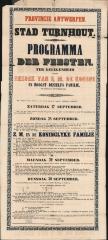 Stad Turnhout programma der feesten ter gelegenheid van het bezoek Z.M. de Koning (…) zondag 28 september 1856