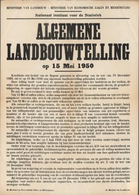 "Algemene landbouwtelling op 15 mei 1950", affiche

