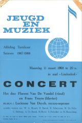 "Jeugd en Muziek: Concert (…) maandag 11 maart 1968", affiche
