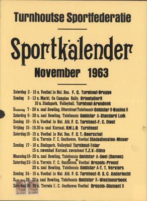 "Sportkalender november 1963", affiche

