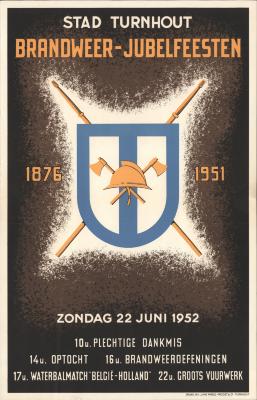 "Stad Turnhout brandweer-jubelfeesten (…) zondag 22 juni 1952", affiche
