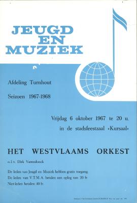"Jeugd en Muziek: Het westvlaams orkest (…) vrijdag 6 oktober 1967", affiche
