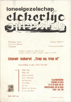 "Literair kabaret 'Trap op, trap af' (…) april mei", affiche
