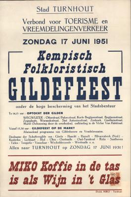 "Kempisch Folkloristich gildefeest (…) zondag 17 juni 1951", affiche
