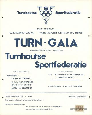 "Turn-gala (…) vrijdag 28 maart 1958", affiche
