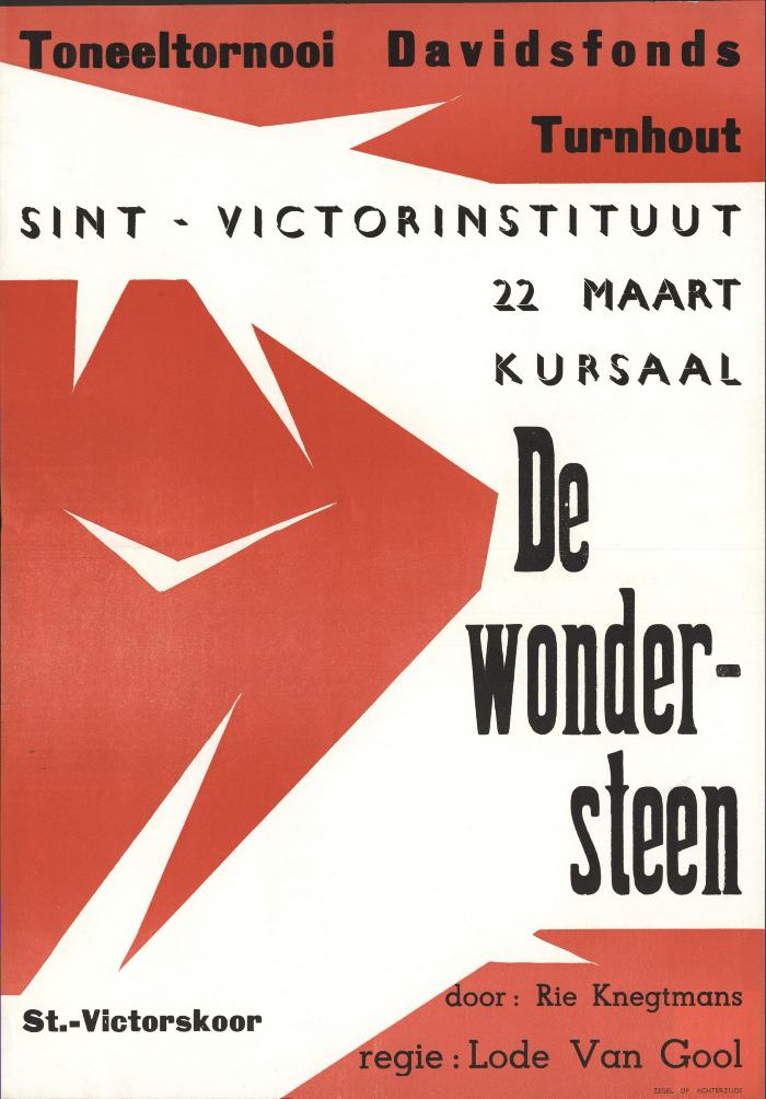"Toneeltornooi Davidsfonds Turnhout De wondersteen (…) 22 maart", affiche
