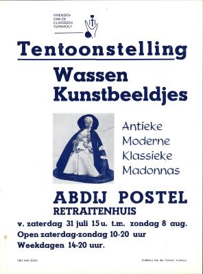 "Tentoonstelling Wassen Kunstbeeldjes abdij Postel (…) zaterdag 31 juli", affiche
