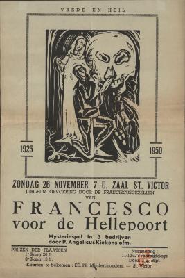 "Francesco voor de Hellepoort (…) zondag 26 november", affiche
