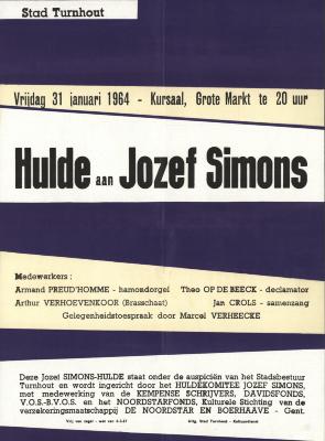 "Hulde aan Jozef Simons (…) vrijdag 31 januari 1964", affiche
