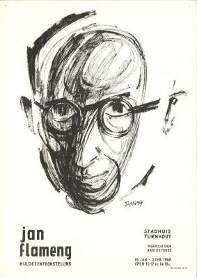 "Jan Flameng huldetentoonstelling (…) 19 januari - 2 februari 1968", affiche
