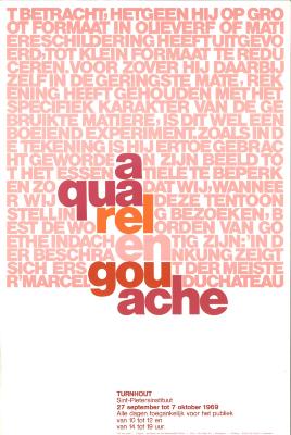 "Aquarel en gouache (…) 27 september tot 7 oktober 1969", affiche

