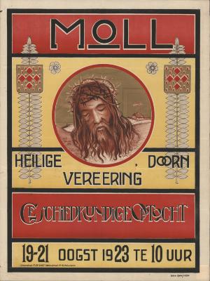 "Moll. Heilige Doorn vereering. Geschiedkundige optocht 19-21 oogst 1923", affiche
