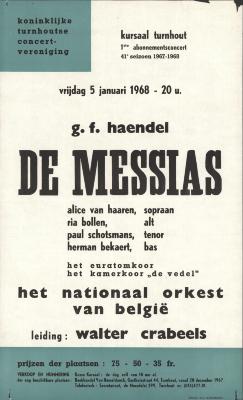 "De Messias Haendel (…) vrijdag 5 januari 1968", affiche
