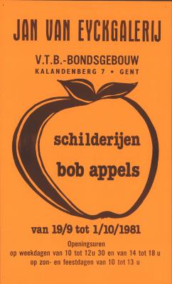 "Schilderijen Bob Appels (…) 19 september tot 1 oktober 1981", affiche
