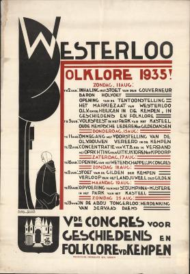 "Vde congres voor geschiedenis en folkloren van de Kempen (…) augustus 1935"; affiche
