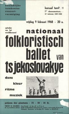 "Nationaal folkloristisch ballet van Tsjekoslovakije (…) vrijdag 9 februari 1968", affiche
