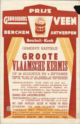 "Gemeente Kasterlee. Groote Vlaamsche kermis (…) op 28 augustus en 4 september", affiche
