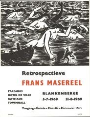 "Retrospectieve Frans Masereel (…) 5 juli 1969 tot 31 augustus 1969", affiche
