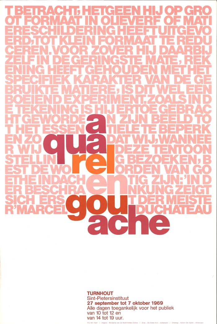 "Aquarel en gouache (…) 27 september tot 7 oktober 1969", affiche
