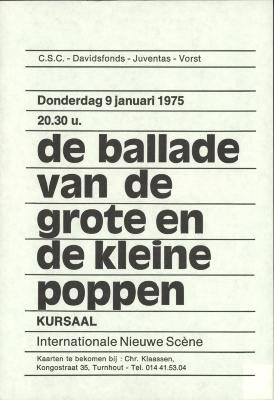 "De ballade vande grote en de kleine poppen (…) donderdag 9 januari 1975", affiche
