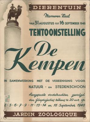 "Dierentuin tentoonstelling De Kempen (…) van 31 augustus tot 16 september 1946", affiche
