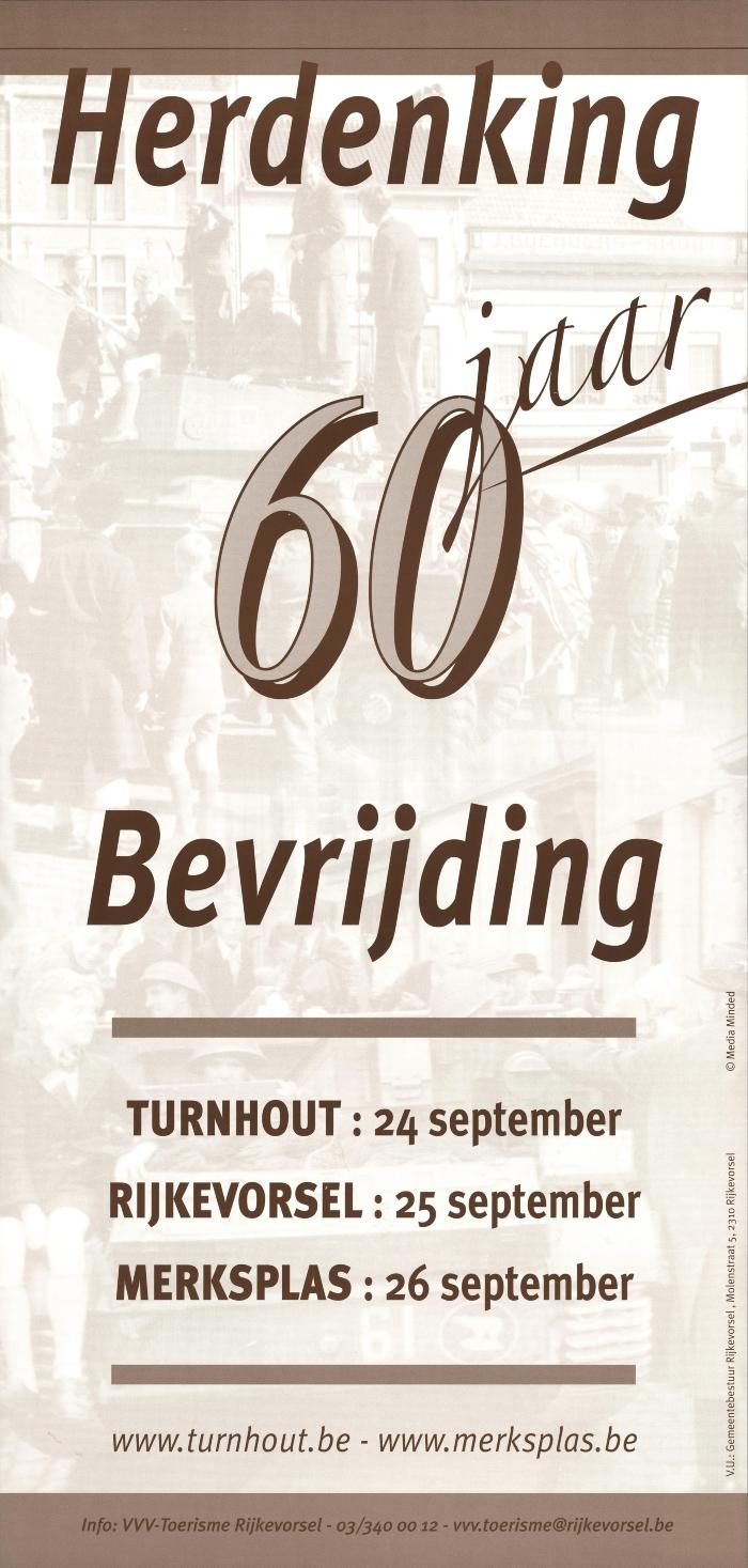 "Herdenking 60 jaar bevrijding (…) Turnhout 24 september", affiche
