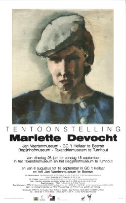 "Tentoonstelling Mariette Devocht (…) Beerse, Turnhout van 8 augustus tot 18 september", affiche
