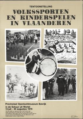 "Volkssporten en kinderspelen in Vlaanderen (…) 15 juli - 30 augustus 1979", affiche
