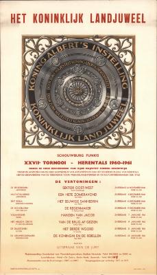 "Het Koninklijk Landjuweel XXVIIe tornooi - Herentals 1960-1961 (…) 26 november 1960 … 28 januari 1961", affiche

