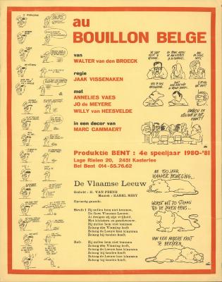 "Au bouillon Belge van Walter van den Broeck (…) 4e speeljaar 1980-1981", affiche
