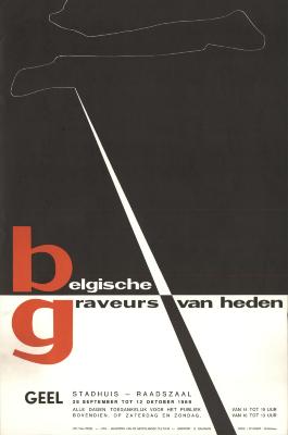 "Belgische graveurs van heden (…) Geel 28 september tot 12 oktober 1969", affiche
