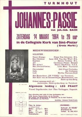 "Johannes-passie in de collegiale Kerk van Sint-Pieter (…) zaterdag 14 maart 1964", affiche
