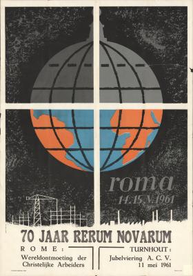 "70 jaar Rerum Novarum (…) 11 mei 1961", affiche
