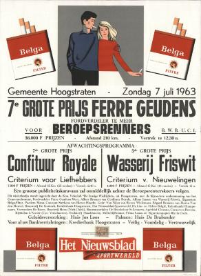 "Gemeente Hoogstraten. 7e grote prijs Ferre Geudens (…) zondag 7 juli 1963", affiche
