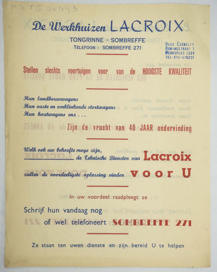 Catalogus: "De werkhuizen LACROIX" 