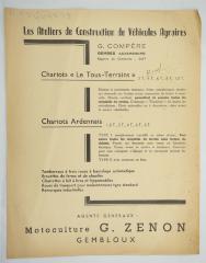 Catalogus: "Les ateliers de Construction de Véhicules Agraires: G. Compère, Gembes (Luxembourg)"