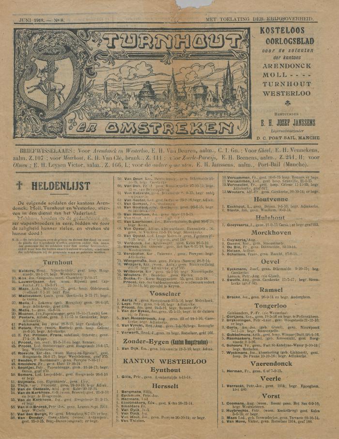 Turnhout en omstreken. Turnhout. nr 8. Juni 1918.