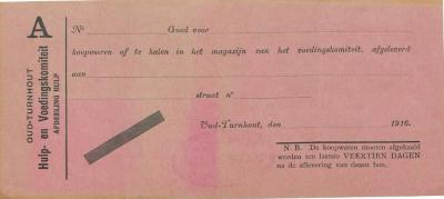 Noodgeld tijdens de Eerste Wereldoorlog uitgegeven door de gemeente Oud-Turnhout - Hulp- en voedingskomiteit - Afdeling hulp.