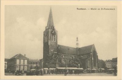 Turnhout. - Markt en St-Pieterskerk
