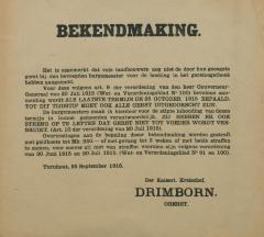 Bekendmaking 25 september 1915