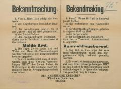Bekanntmachung - Bekendmaking 5 maart 1915