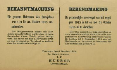 Bekanntmachung - Bekendmaking 6 oktober 1915